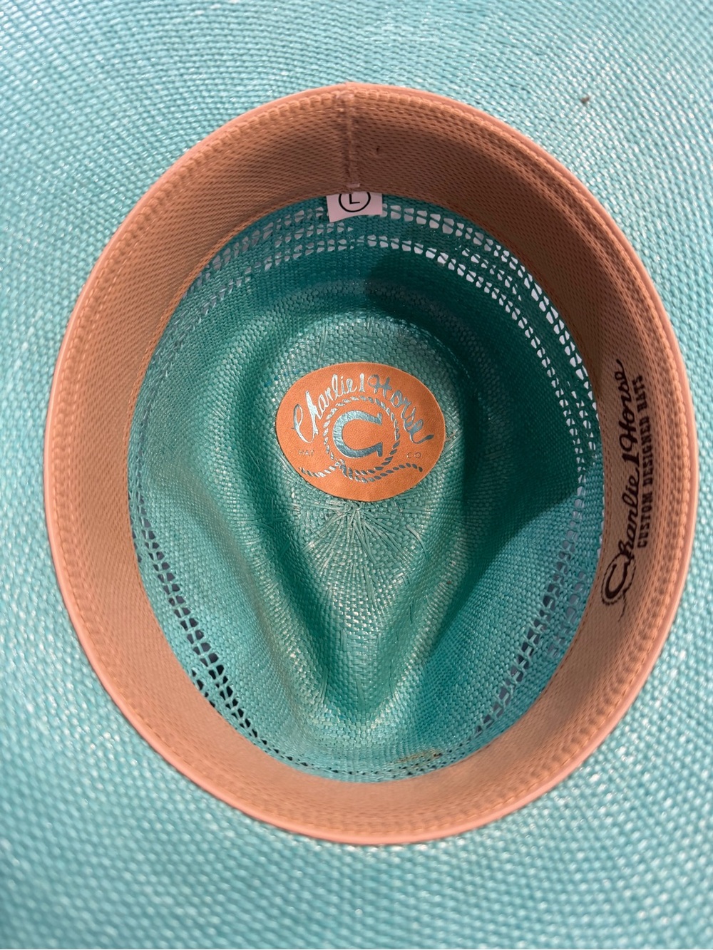 Turquoise Wide-Brim Fedora with Leopard Band - Picture 2 of 2